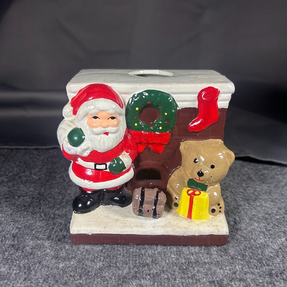 Vintage Ceramic Santa Claus Teddy Bear Chimney Lamp Night Light Interpur